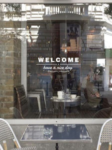 Welcome Welcome to Glass Stickers Coffee Catering Sliding Door Showcase Shop Vintage Carved Wall Stickers