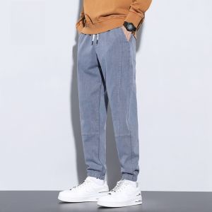 ROMON | Loose Fit Casual Pants For Men Spring Summer Thin Style Harajuku Style Sports Workwear Elastic Long Trousers By Romon