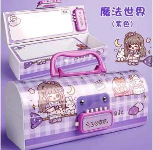 Tempat Pensil Capybara 7059E /Momo Plastik Kunci Kode KAX-1044 Password 3 Tingkat Plus Whiteboard Girl