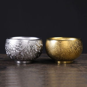 Gold Plated Ceramic Tea Set Silver Cup Vintage Tea Cup Owner Cup Tea Bowl Personal Cup Home Use Tea Set Glazed Undercolor Craft