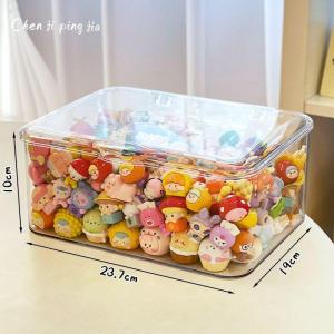 Cute Mini Storage Box Transparent Collectible Card Holder Toy Display Stand Triangle Shape Home Organization Decorations