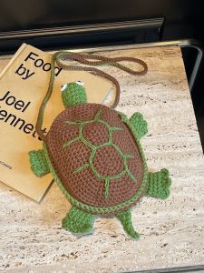 Cute and Interesting Hand-Woven Turtle Bag Shopping Mobile Phone Bag New Arrival Knitting Doll Shoulder Messenger Bag