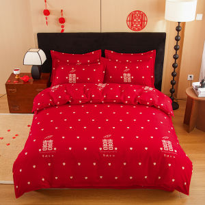 Wedding Red Cotton Bed Sheet Set
