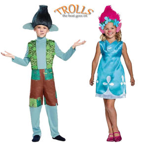 Children Halloween Cosplay Dress for Girls Trolls Bobbi Frank Cosplay Costumes Kids Carnival Party Cosplay Clothes with Wig
