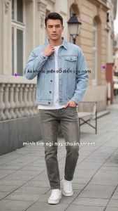 COMBO Áo Khoác Jeans + Quần Jeans Nam Nhiều Màu Basic Form Trơn Thể Thao