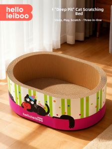 HELLOLEIBOO | Durable Non-shedding Cat House and Scratcher Combo