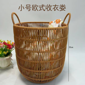 กระสอบผ้าใบสานแบบยุโรป ระบายอากาศได้ดี ทำมือ ทรงกลม ใส่เสื้อผ้าสัมผัสได้ ใช้งานในบ้าน