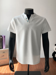 Cotton V-neck Short-sleeved T-shirt Mens Summer Slim-fit Heavyweight Pure Cotton Cleanfit Design Half-sleeve Fashionable Casual Top