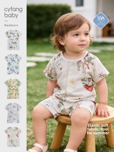 CAIYINGFANG | Short Sleeve Bamboo Cotton Romper Light Summer Breathable