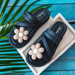 รองเท้าแตะผู้หญิงแบบสวมสบาย พื้น EVA ป้องกันการลื่น รองเท้าแตะแบบสวมสบายสำหรับฤดูร้อน รองเท้าแตะชายหาดสำหรับเดินเล่นกลางแจ้ง