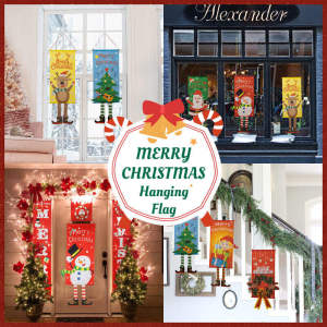 Merry Christmas Hanging Flag Banner Home Window Door Decor Cloth Banner Christmas Ornaments