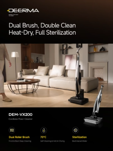 [Official Store] Deerma VX200 Cordless Wet and Dry Vacuum Intelligent Dirt Sensor LED Screen Self-cleaning 22kPa 1 Year Warranty