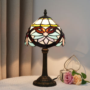 Đèn Bàn Kính Màu Phong Cách Baroque 8 Inch Đèn Bàn Cổ Điển Cho Phòng Ngủ Nhỏ Phòng Khách Văn Phòng Đọc Sách