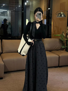 Bộ Đồ Hai Mảnh Dài Tay Thời Trang Mùa Xuân 2025 Phong Cách Pháp Thanh Lịch Váy Ô Chữ Áo Sơ Mi Dài Tay Đầu Thu