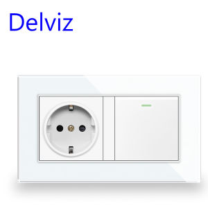 Delviz Double Outlet With USB Tempered Crystal Glass Panel 5V 2A USB charging Ports AC 110V~250V 16A EU Standard Wall Socket