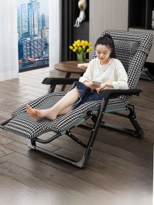 เก้าอี้นอนพับได้ เบาะนอนสำหรับนอนหลับพักผ่อนในออฟฟิศ แบบพกพาสำหรับใช้ในบ้านและบันไดหน้าบ้าน เก้าอี้แบบมีที่พิงหลังสำหรับผู้ใหญ่