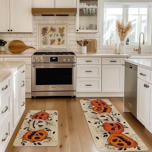 VIKAMA 1/2pcs Halloween Kitchen floor mat Pumpkin Ghost Corridor Balcony Long Carpet Porch Entrance Door mat Home Decoration