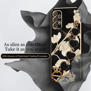 YBD Precise camera protection case for OPPO A54 Casing Girly style plating Anti-drop cases with Cute love pattern bracelet