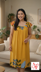 iChubby Plus Size (4XL) Floral Print CHALLIS FABRIC Square Neck Ruffle Strap Pambahay Daster Dress with Side Pocket