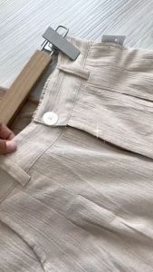 Celana Cargo Highwaist Loose Linen Crinkle Kulot Cargo Haighwaist Wanita Daily Outfit