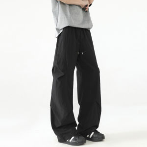 Quần Dài Ống Đứng Mỏng Nhanh Khô Cho Nam Mùa Hè Thiết Kế Gấp Quần Dài Ống Rộng Quần Dài Thường Ngày Phong Cách Trẻ Trung