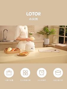 LOTOR 1L Ceramic Mini Slow Cooker with Digital Display and Water-Proof Design for Baby Soup and Stew