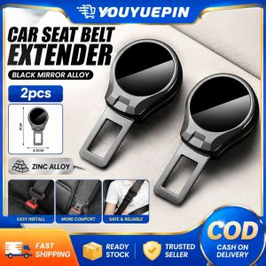 YOUYUEPIN Car Seat Belt Extender Zinc Alloy Black Mirror Safety Buckle Plug Universal Fit 9x4.5CM Durable