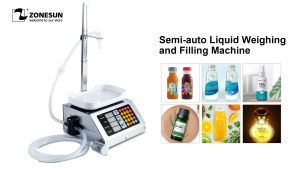 ZONESUN Weighing And Filling Machine M-1080S Single Head Small Water Juice Soy Milk Oil Liquid Bottle Vial