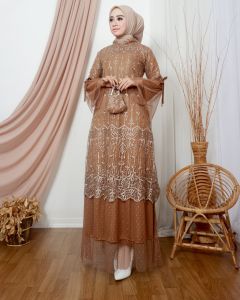 SIGAWA-(COD) Gamis Brokat Modern Terbaru Bahan brokat Cornelli Tulang Cocok Buat Pesta Kondangan