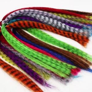 Bimoo 1~11packs Grizzly Synthetic Fiber Fly Tying Material Black Barred Minnow Fly Fiber For Baitfish Streamer Sea Fishing Lures
