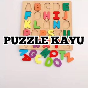 Mainan Edukasi Anak Puzzle Kayu 3D Huruf Angka & Bangun Datar