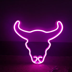 Đèn LED Hình Đầu Bò Đèn Neon Chạy Bằng Pin Phòng Ngủ Trang Trí Phòng Ngủ Đèn Ngủ Quà Tặng Cho Bữa Tiệc Ngày Lễ Chiếu Sáng Trong Nhà