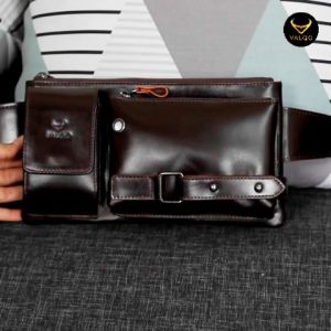 [VALQO] Tas VELOS Kulit Sapi Waist Bag Tas Dada Sling Bag Pinggang Cowok Pria Crazy Horse CH Buaya