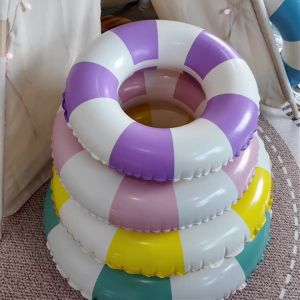 1PC Ins Style Macaron Inflatable Swimming Ring Adult Thickened Pool Float Summer Pool Party Water Toy