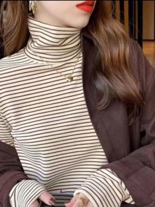 เสื้อชั้นในผู้หญิงคอตั้งทรงสลิมฟิตผ้าขนสัตว์ฤดูหนาวสไตล์เกาหลีเสื้อชั้นในคอตั้งสีสันสดใส