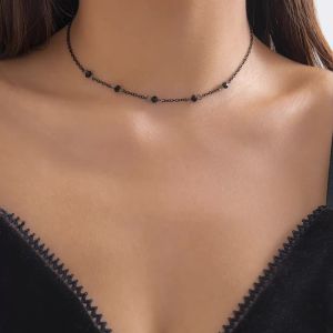 Ingemark Exquisite Elegant Black Crystal Chokers Necklace Women Minimalism Charm Clavicle Thin Chain 2026 New Year Jewelry Gifts