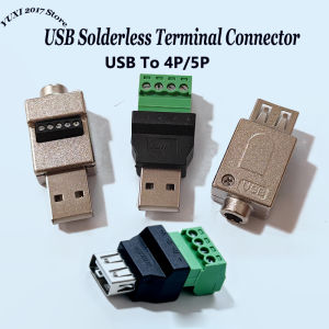 USB Connector USB 2.0 Type A Female/Male To 4/5 Pin Screw Terminal Plug Connector Adapter USB Turn Terminal Avoid Welding Plugs
