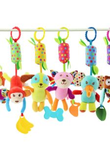 Baby Stroller Hanging Bell Plush Toy Soothing Sound Bed Bell for 0-3 Years Old Children ZooTime Brand Animal Time Model