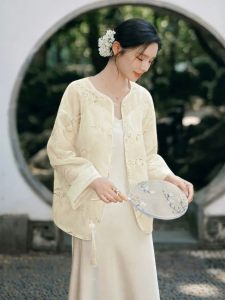XIANGYING | Heavily Embroidered New Chinese Style Womens Outerwear Thin and Loose