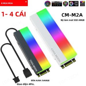 COOLMOON CM-M2A M.2 2280 SSD Tản Nhiệt Làm Mát Với ​​5V 3PIN ARGB Nhiệt Miếng Lót Hợp Kim Nhôm Tản Nhiệt Cho NVME SSD