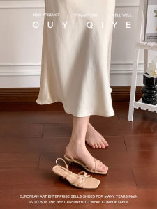 Elegant Lamb Leather Cat Heel Sandals Womens Summer Fashion Low Cut Ankle Strap Soft Fairy Shoes Comfortable Breathable