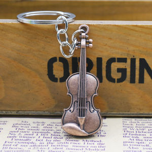 Retro Creative Zinc Alloy Violin Keychain Pendant Jewelry Engraved Cello 3D Design Classic Gift for Festive Occasions