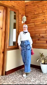 Highwaist Rok Cargo Jeans Panjang//Rok Slit Jeans Panjan// Highwaist Rok Jeans Panjang