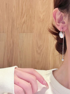 Elegant Minimalist Metal Pearl Tassel Earrings Luxury Slimming Face Effect Womens Fashion Jewelry Showdigu Alloy Geometric Hoops