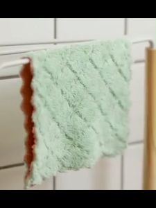Local Delivery: 1PC Kitchen Double-layer Thickened Non-oily Dishwashing Cloth & Absorbent Dish (Random Color)