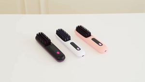 Rechargeable Cordless Hair Straightener Brush Ionic Ceramic Coating LCD Screen 3 Heat Modes for Travel and Home Use