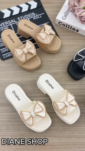 New Womens fashionable sandals Korean style cute bow 5CM high-heeled sandals rubber non-slip fashionable outdoor sandals suitable for all seasons comfortable breathable waterproof thick-soled sandals 083523