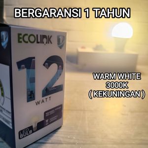 Ecolink Lampu Bohlam LED Bulb 12W 12 WATT Warm White 3000K Kuning Bergaransi 1 Tahun