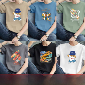 [5 Pieces] Short Sleeve T-Shirt Men 2024 Summer Thin Half Sleeve round Neck plus Size T-shirt Loose Top Wear Men