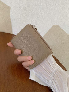 Slim Short Fashion Wallet for Women Pure Color Multi-Card Slot Japanese Style PU Zipper Coin Bag Youth Horizontal Shape Soft Surface